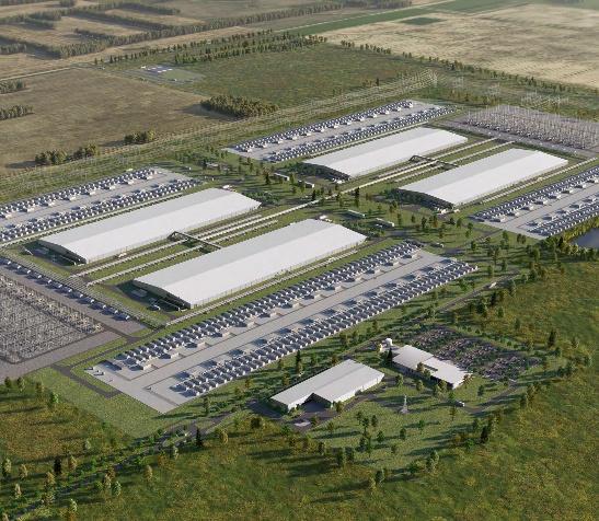 An overhead view of Meta's AI data centre located in Alberta.